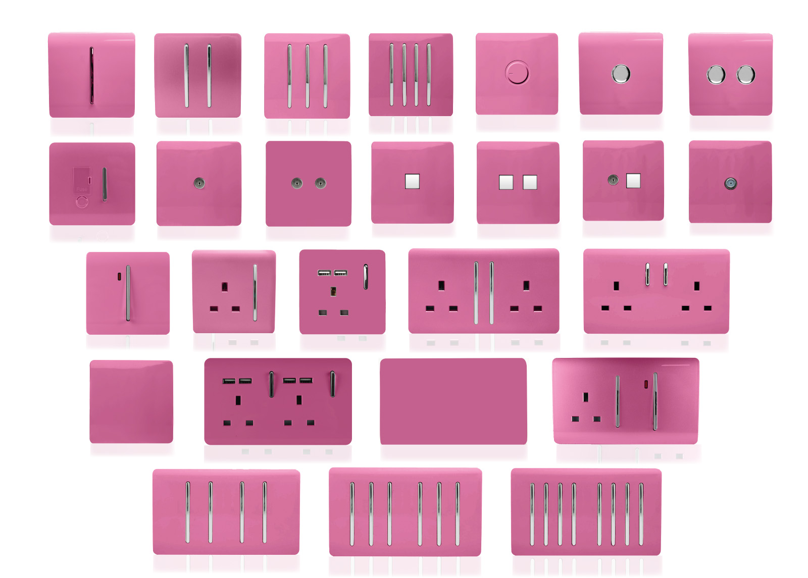 Pink Wiring Accessories Trendi Decorative Screwless